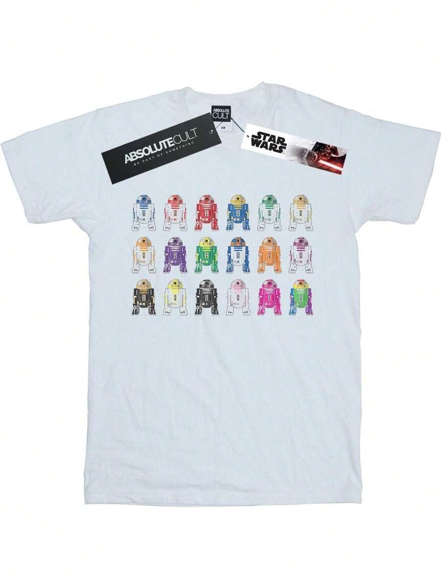 Women's/Ladies' R2 Unit Boyfriend Style Cotton T-Shirt - White - View 1