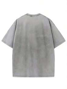 Women's & Men's Unisex 1-Piece T-Shirt, 230g Washed, Retro Cross Print, High-Quality Cotton Batik Retro Fashion Brand T-Shirt, Suitable Thickness For Summer T-Shirt, Holiday Gift - 灰色 - 查看 2