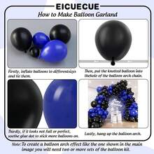 136pcs Blue And Black Balloon Arch Set, Includes Various Sizes Of Blue And Black Latex Balloons, Perfect For Birthday Parties, Baby Showers, Bridal Showers, Weddings, Valentine's Day, Anniversaries, Graduations, And Other Party Decorations. - View 3