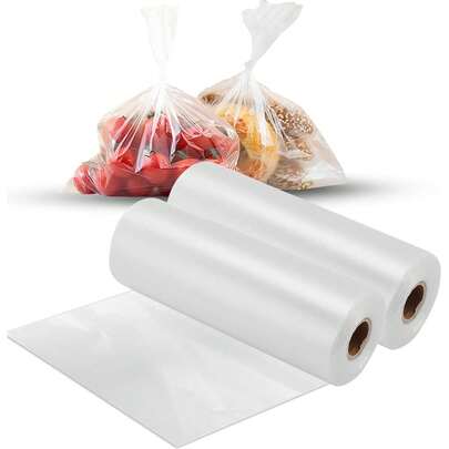 Bolsas para almacenar alimentos, bolsas de plástico transparente de 20 x 30 cm, rollo de bolsas para conservar alimentos, frutas y verduras, ideales para el refrigerador, la cocina y el supermercado. 2 rollos con 400 bolsas.