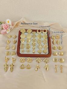 Vintage Leaf Stud Earring For Women Charm Gold Earring,Waterproof Stainlees Steel Jewelry Summer Vacation Jewellery For Wedding Party Daily Gift - Gold - View 10