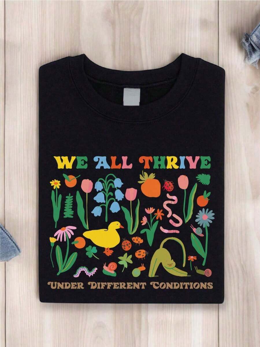 We All Thrive Under Different Conditions, Neurodivergent T-Shirt, Teacher Gift, Autism Awareness T-Shirt, Special Education Teacher EW-306 - 黑色 - 查看 1