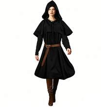 Stage Dance Wear - Black Hooded Cloak Robe - View 4