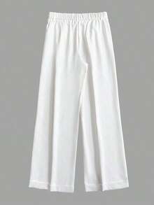 Pantalones anchos y sueltos de unicolor casuales para mujer - Blanco - Ver 2