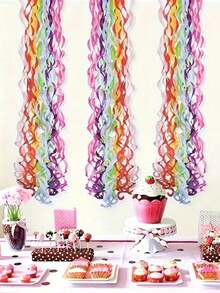 Rainbow Swirl Tassel Decor - Suitable For Classroom, Ceiling And Party Decoration, Birthday Balloon Honeycomb Lanterns, Halloween Decor, Christmas Decor, Classroom Decoration, Festival Tassels, Colorful Swirls, Durable - Multicolor - View 4