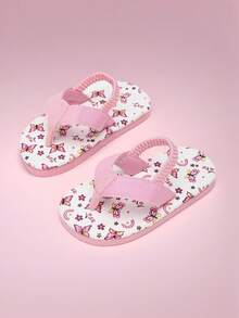 1 Pasang Sandal Jepit Bayi Bermotif Kupu-kupu dengan Ujung Terbuka dan Bernapas, Sandal Selop Longgar untuk Anak-Anak di Luar Ruangan - Berwarna merah muda - View 3