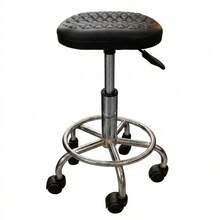 F6 Black PU Leather Adjustable Height Rolling Footrest, Stainless Steel Frame Design, Portable Foot Stool For Nail Salon, Spa, Home Foot Bath And More - Black - View 10