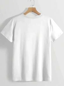 1 Women's Pure Cotton T-Shirt With Letter And Anime Print, Simple Design, Comfortable And Breathable, Suitable For Daily Casual Wear, Showing A Natural And Elegant Style, Must-Have For Summer Parties, Local Shipping, 180g 100% Cotton. - 白色 - 查看 2