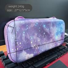 紫色星空印花 Switch OLED 保護殼，硬殼便攜旅行收納包附手把，防震儲存袋，適用於 NS 主機配件與遊戲卡 - 查看 4