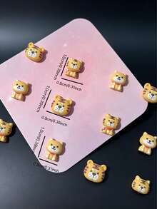 10-100個可愛3D熊貓虎紋樹脂美甲飾品，卡通動物美甲裝飾DIY美甲藝術 - 彩色 - 查看 8