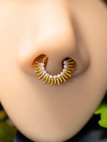 1PC G23 Titanium Zirconia Piercing Hoop Titanium Hinged Clicker Ring Septum Ring Hexagram CZ Labret Ring Ear Tragus Helix Cartilage Piercing - Như thể hiện trong hình ảnh - Xem 2