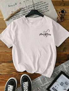 Short-Sleeved Shirt With A Cute, Fun, And Comfortable Print. She Overcame Everything. Women's T-Shirt With A Cartoon Letter Print, Suitable For Various Occasions, As A Gift For Festivals, Birthdays, Music Festivals, Casual And Versatile, Comfortable, For Beach Vacations, Simple And Fashionable, Suitable For Everyday Wear For Women And Girls. - 白色 - 查看 2
