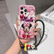 This Disney Mickey Mouse Lanyard Phone Case Is Fully Covered In TPU Material. It's Shockproof, Lightweight, And Compatible With IPhone17/16/11/13/15/15 Plus/15 Pro/15 Pro Max/12/14 Pro Max/11 Pro Max/12 Pro/12 Pro Max/13. This Phone Case Makes A Popular Birthday Gift Or Business Gift; It's Durable, Stain- And Fingerprint Resistant, And Suitable For Both Men And Women. The Set Also Includes A Mickey Mouse Phone Case And A Mickey Mouse Plush Bracelet. It's A Perfect Gift For Friends And Family. This Stylish Phone Case Is Fun, Lightweight, And Durable. IPhone17 Pro Max Phone Case, Minnie Mouse Phone Case. - 白色 - 查看 1