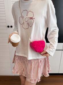 3D Lace Flower Heart Bag, Sweet Unique Multi-Purpose Chain Shoulder Crossbody Bag - Hot Pink - View 5