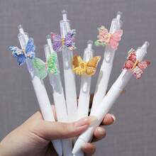 1/3/6/9pcs Set Highly Attractive Multi-Color Butterfly Hand-Held Ballpoint Pens, Anti-Ink Smudge Cute Diary Stationery Set, Back To School Essential Study Supplies - Multicolor - View 3