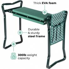 Foldable Garden Kneeler And Seat With EVA Foam Pad, Protects Knees And Clothes From Dirt, Sturdy Lightweight Stool Bench, Includes Free Tool Pouch - Default - View 3