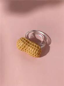 1/2pcs Unique Resin Material Simulated Peanut & Persimmon Shape Rings For Women, Meaning "Good Things Happen", Suitable For Daily Wear, Cute & Fun Jewelry Gift For Mom, Friends - Multicolor - View 9