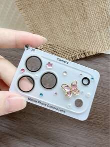 Película de protección de lente, anti-explosión, anti-caída, anillo de lente con cristales de personalizados - Rosa - Ver 5