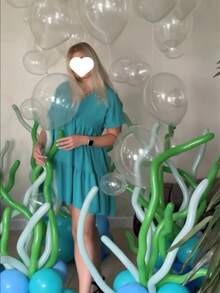 25pcs/Set DIY Deep Sea Seaweed Balloon Kit, Includes Clear Latex Balloons. Suitable For Ocean-Themed Birthday Parties, Underwater Parties, Shell And Seaweed Decorations. - View 7