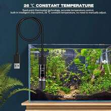 1pc USB Submersible Heater - LED Light Small Aquarium Heater, Suitable For Freshwater, Saltwater And Planted Aquariums | Modern Design Durable Heating, Automatic Temperature Control Mini Fish Tank Water Heater - Multicolor - View 2