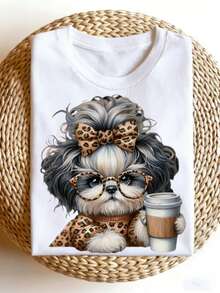 Camiseta de Verano Premium Estampada para Mujer, 180g, Algodón Puro, Estampado de Loto Blanco, Camiseta Holgada Casual Versátil para Hombre - Blanco - Ver 9