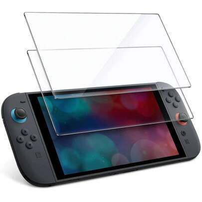 2 pièces Ensemble de film trempé haut de gamme convenant à la console de jeu Switch 2, anti-éblouissement, haute sensibilité tactile, haute définition, haute transparence, résistant aux rayures, anti-empreintes. Film protecteur d'écran pour console de jeu