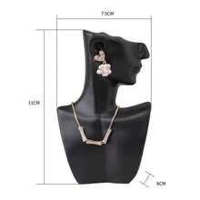 Maniquí de cara lateral de resina, soporte para presentación de joyería, cabeza, busto, retrato, collar, pulseras, pendientes, soporte para estante de almacenamiento de joyería, 1. 5TLN - S-NEGRO - Ver 13