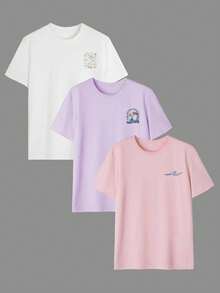 New Women's Short-Sleeved, Minimalist, And Casual Crew Neck T-Shirt In Dark Gray, Versatile And Suitable For Everyday Wear, Holidays, Spring, And The Beach. Summer Graphic T-Shirt - 白色 - 查看 4