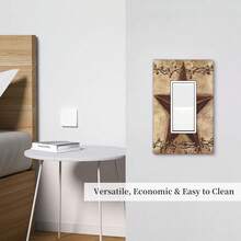 1 pieza Cubierta de placa de interruptor con estampado de estrella y bayas de granero rojo, cubierta de salida de estilo campestre para decoración del hogar, placa de pared duradera para uso doméstico - Multicolor - Ver 9