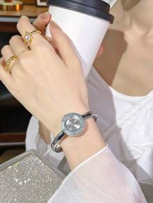 1 chiếc đồng hồ đeo tay nữ cao cấp đính đá lấp lánh hình bầu dục, mặt số La Mã, thích hợp cho các buổi gặp gỡ xã giao, tiệc tùng, đeo hàng ngày, quà tặng ngày lễ. - kiểu6 - Xem 4