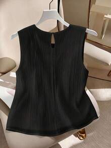 de tirantes de unicolor casual de talla grande, verano - Negro - Ver 2