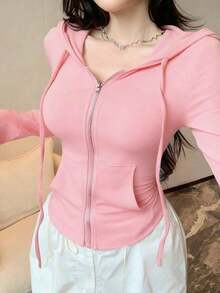 Sudadera con cremallera para el Día de San Valentín, camiseta ajustada para mujer - Rosa - Ver 2