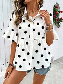 Nueva Camisa de Verano para Mujer con Cuello Blanco Fresco, Estampado de Flores de Cerezo, Mangas Plisadas y Acampanadas, Corte Holgado y Elegante, Blusa Casual Ideal para Viajes de Trabajo, Vacaciones y Ocio. - Rosa - Ver 11