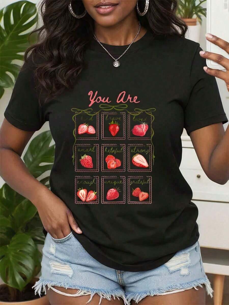 Camiseta genial con estampado de fresas, camiseta retro con gráfico de fresas, camiseta vintage con ilustración de frutas, regalo para amantes de las bayas, ropa de estilo retro, regalos perfectos para abuela y madre. - Negro - Ver 1