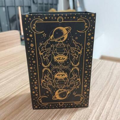 1 Set Black & Gold Artistic Plastic Tarot Cards [High-End Black Gold Gift Box Packaging], Classic Waite 78 Tarot Cards, Gold Foil Tarot Cards, Waterproof Large Size Tabletop Tarot Cards, High-End Black Gold Gift Box Set, 1 Set Black Gold Style Tarot Cards With Instruction Booklet - Mysterious Game, Paper Material