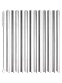 Bộ 3/7/13 ống hút tái sử dụng bằng thép không gỉ, miệng rộng, vát cạnh (9.84 inch * 0.5 inch), ống hút dày dùng cho trà sữa trân châu, thích hợp cho cà phê, nước ép, đồ uống, trà sữa. - Xem 6