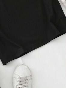 Una divertida camiseta de manga corta estampada con un diseño único y juguetón inspirado en corbatas, una camiseta de manga corta informal y a la moda para mujer, una elegante y cómoda camiseta de cuello redondo con estampado divertido, una camiseta ideal para regalar, una cómoda camiseta de cuello redondo para mujer 100% algodón. - Negro - Ver 5