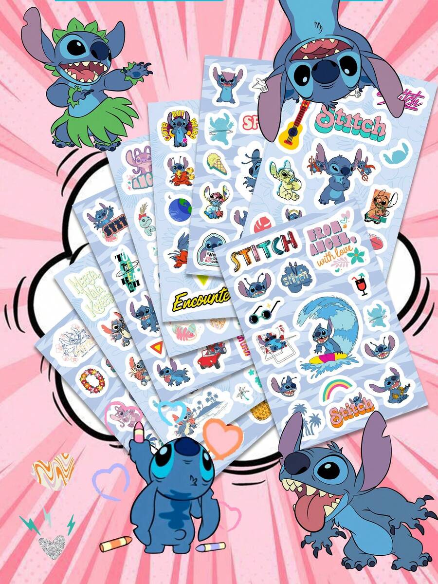 Disney | 8 Tờ Hình Dán Chủ Đề Kỳ Nghỉ Hè Lilo & Stitch Hình Người Ngoài Hành Tinh Hoạt Hình Dễ Thương, Hình Dán Tự Làm Sổ Lưu Niệm, Hình Dán PVC Dùng Cho Sổ Nhật Ký, Sổ Kế Hoạch, Máy Tính Xách, Bình Nước, Hoàn Hảo Cho Quà Tặng Sinh Nhật, Thiệp Chúc Mừng Ngày Lễ & Đồ Dùng Văn Phòng Học - 1 Set - Xem 1