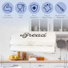 AuldHome - Caja de pan rústica de color blanco y esmaltado clásico para encimera - Blanco - Ver 8