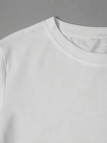 Soft Three-Tone White T-Shirt With White Floral Print - Casual Short-Sleeved Round Neck Top For Women, Soft And Loose Fit, A Must-Have For Spring/Summer Fashion, Elegant Blouses For Women. - 白色 - 查看 4