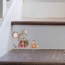 Watercolor Mouse Reading Mouse Hole Mice Wall Stickers Decals For Light Switch Cover Computer Bahtroom Living Room Home Wall Decor - Mouse - View 4