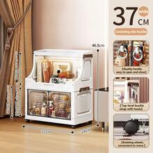 No-Assembly Storage Cabinet Multi-Layer Organizer Home Baby Kids Folding Wardrobe Plastic Portable Container Bedroom Kitchen Closet Shelves Stackable Design - Transparent - View 15