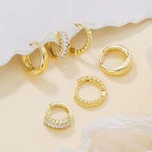 3 Pairs Earrings Set Minimalist Hoop Earrings For Women Dainty Stackable Huggie Earrings Everyday Jewelry - TZ534 - View 4