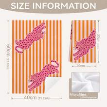 MEMNUN 2pcs Pink Orange Striped And Leopard Print Kitchen Towels, Dish Towels, Hand Towels, Dish Cloths, Home Decor, Kitchen Decor, Hand Towels, Kitchen Accessories, Machine Washable, Cleaning Supplies, Suitable For Restaurant, Kitchen, Bathroom, Home Decor And Gift, All Season Use, 40*60cm/45*70cm, Ultra-Soft Microfiber - Multicolor - View 5