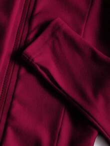 Chaqueta ligera con estampado de polo para mujer, abrigo casual de calle deportivo con cremallera, ajuste delgado de manga larga, otoño - Burdeos 2 - Ver 6