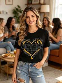 Camisetas de verano para hermanas, para estar juntas o a kilómetros de distancia, camiseta para viaje de hermanas 2025, camisetas a juego para vacaciones de hermanas, camisetas para viaje de fin de semana para hermanas, camiseta a juego para hermanas, holgada y cómoda para el verano. - Negro - Ver 2