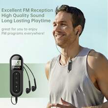 Mini Radio 300mAh FM Tuner Rechargeable With Back Clip Portable Suitable For Sports, Meetings, Tour Guide And Other Activities - Black - View 3
