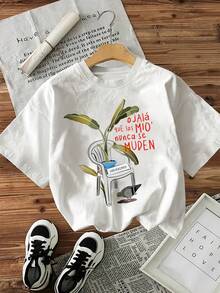 Ropa deportiva casual de una pieza para primavera/verano con frases divertidas y humorísticas, estampado de plantas, camiseta de cuello redondo de moda casual de verano para mujer, elegante para fiestas, regalo de vacaciones, que absorbe la humedad, ropa casual para gimnasio. - Blanco - Ver 6