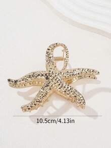 1pc Large Metal Starfish Hair Clip, Non-Slip Strong Grip Beach Style Hair Accessory, Mermaid Aesthetic Summer Vacation Women Hair Clip, Suitable For Summer Beach Vacation Styling - Multicolor - View 11