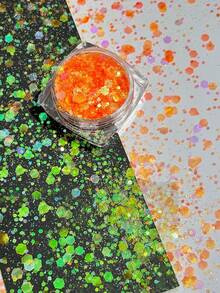 1 Botella de Polvo de Brillo Holográfico Colorido Mixto 3D, Lentejuelas, Decoraciones de Arte de Uñas, Accesorios de Joyería de Uñas DIY Coreanos - Multicolor - Ver 30